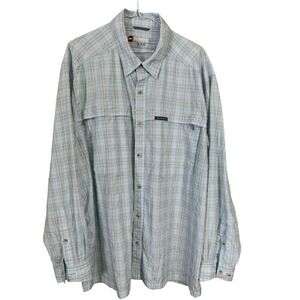 Simms Guide Series Tech Shirt Mens 2XL Blue Plaid Long Sleeve Fishing